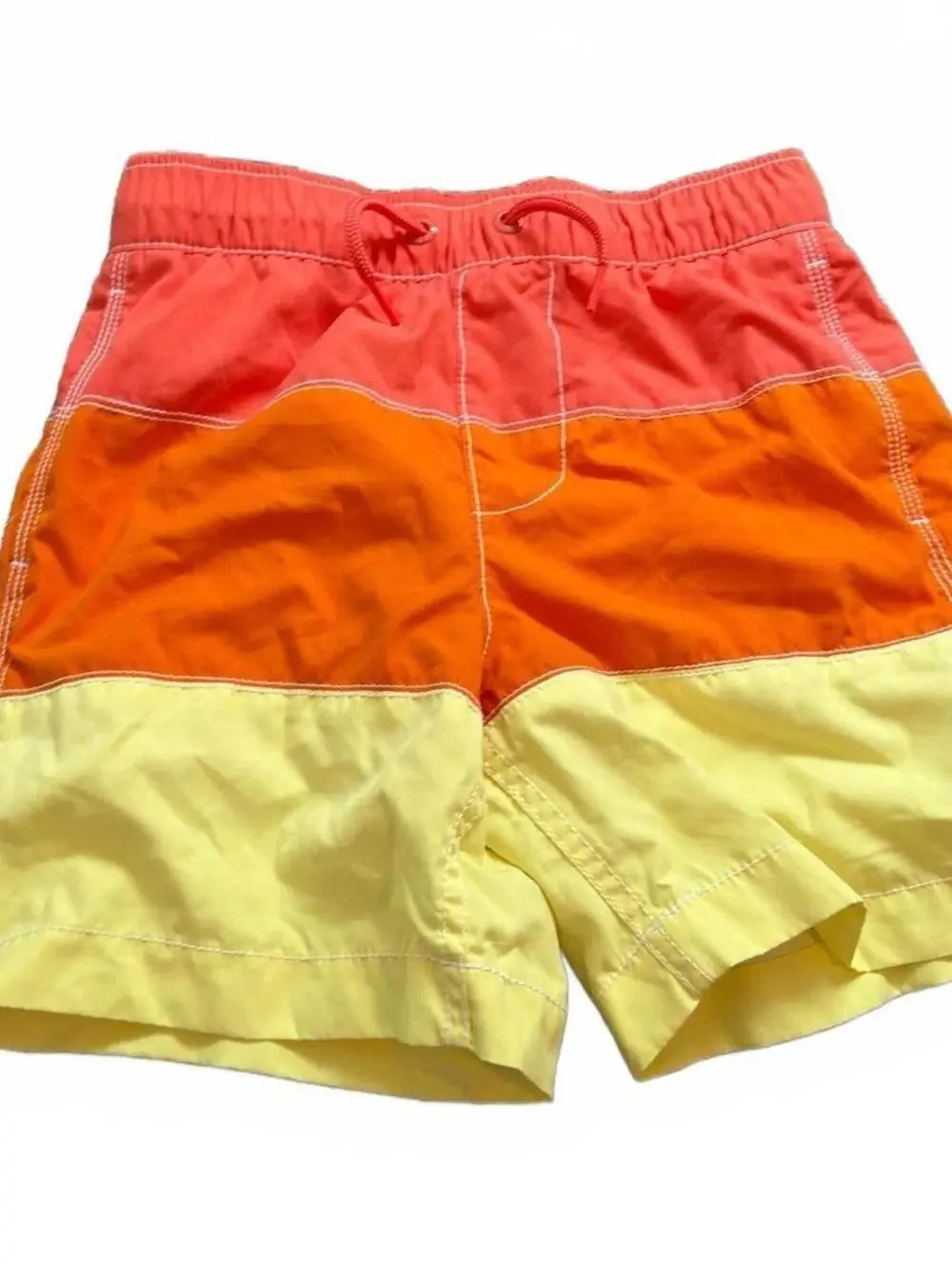 GAP Kids Boys Orange Yellow Colorblock Swim Trunks Large